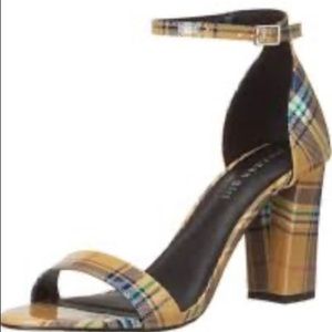 Madden Girl BEELLA yellow plaid heels size 7